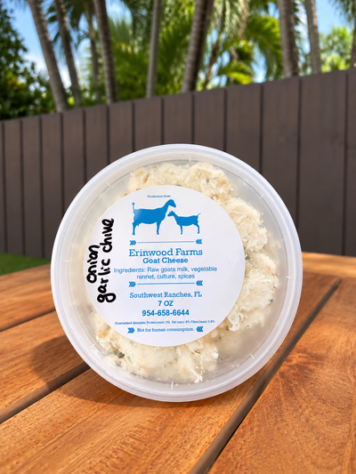 Onion Garlic Chive Cheese (Goat, A2) 7 oz. - Erinwood Farms