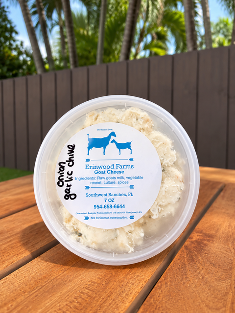 Onion Garlic Chive Cheese (Goat, A2) 7 oz. - Erinwood Farms