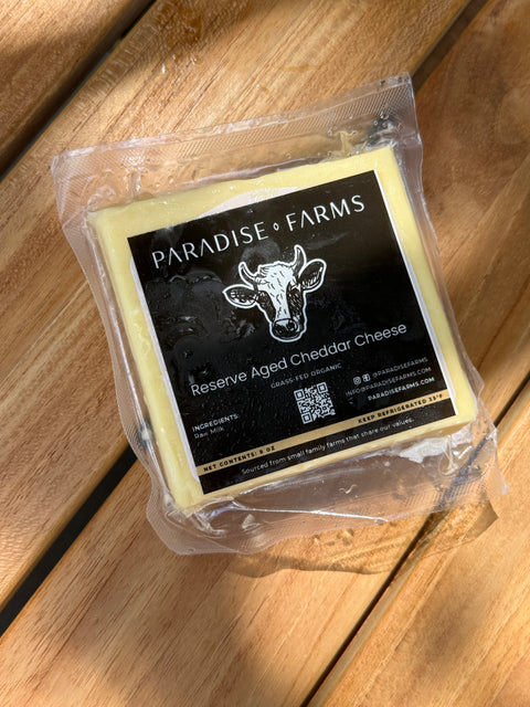 Reserve Aged Cheddar Cheese (Cow) 8 oz. - Paradise Farms