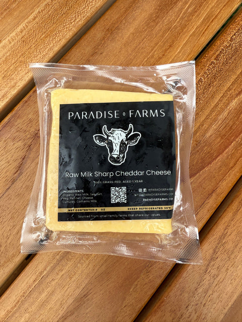 Sharp Cheddar Cheese (Cow) 8 oz. - Paradise Farms